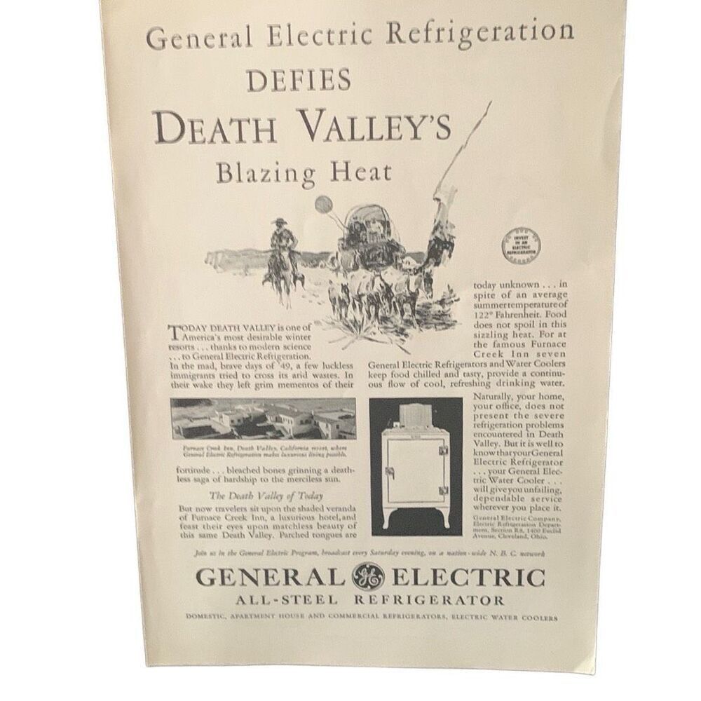 Vintage 1931 General Electric All Steel Refrigerator Defies Ad Advertisement